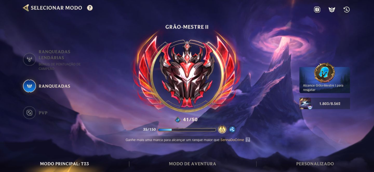 Conta Wild Rift Elo Grão-Mestre 2 Ex Desafiante