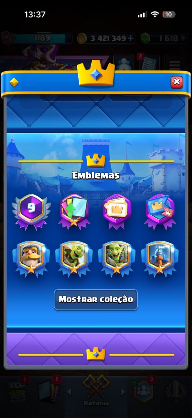 CONTA 12K TROFEUS / EMBLEMA 9 ANOS DE JOGO / FALTANDO 1 CARTA PARA TER TODAS