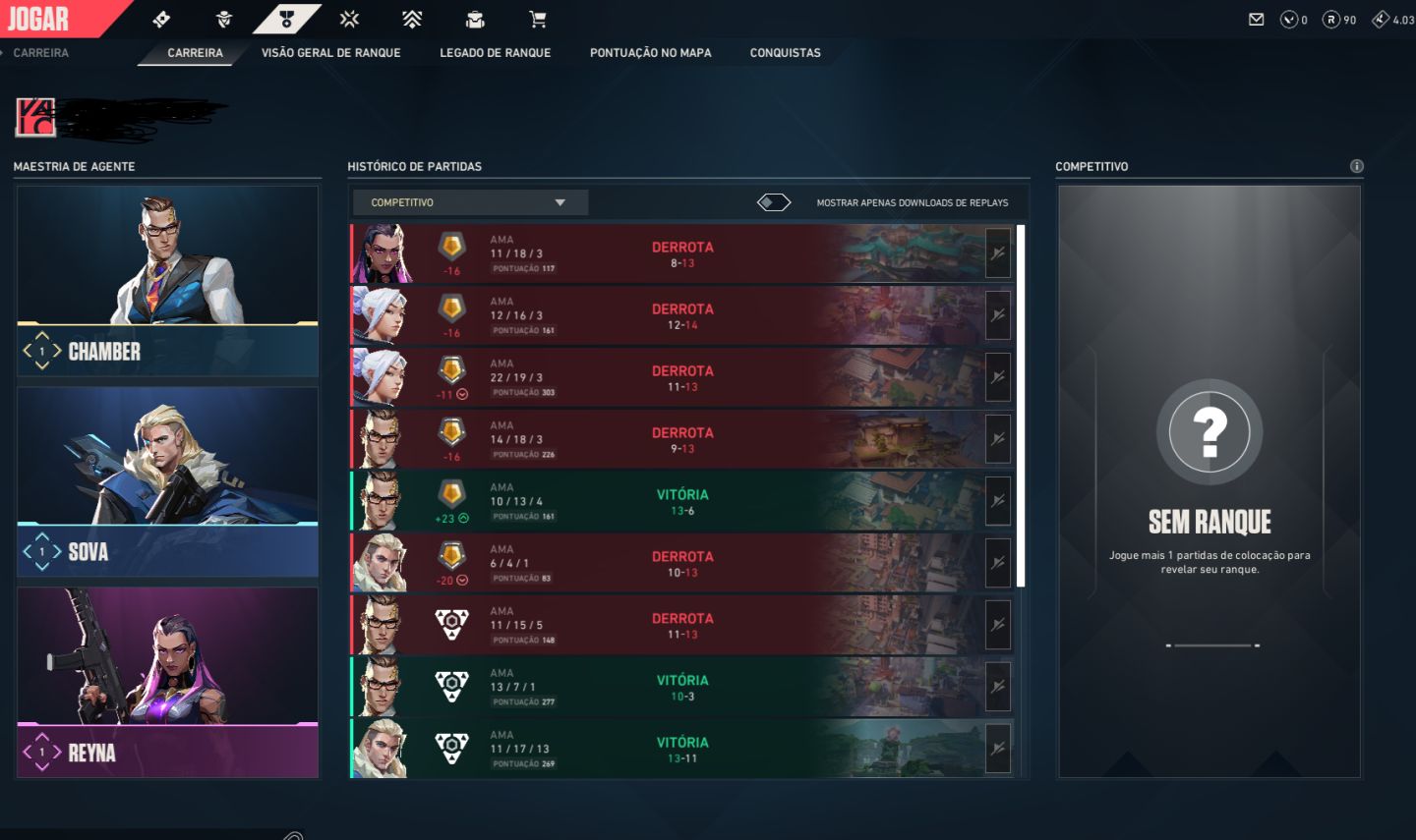 Conta de Valorant Ouro - Sem skins apenas com rank liberado