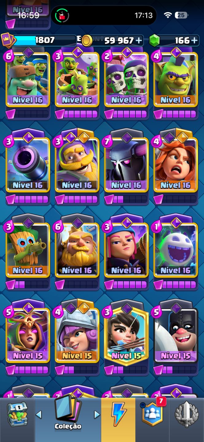 Conta Clash royale lvl 16, Várias cartas full,9 anos de conta