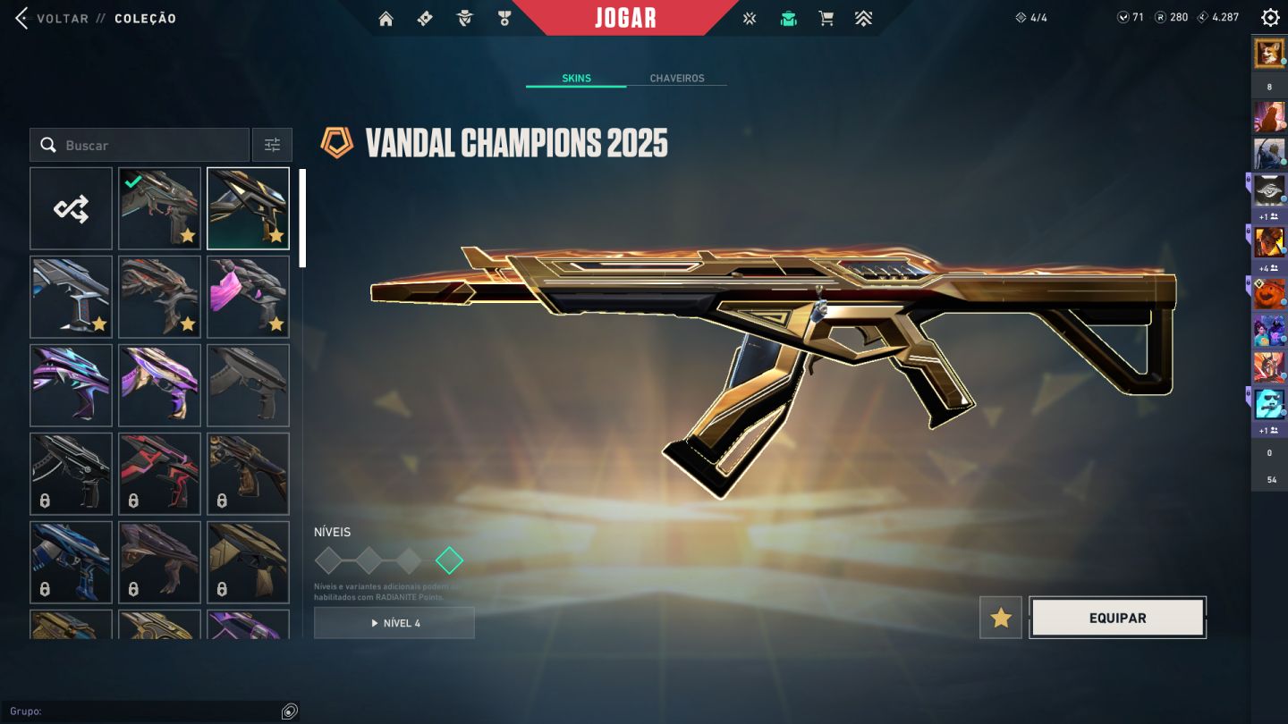 Valorant Champions 2025 Vandal e mais 5, phantom, OP, faca, passe e muito mais