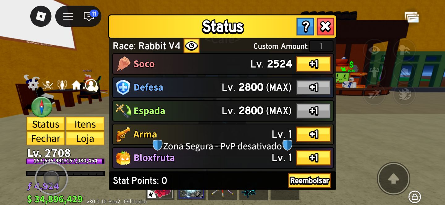 Conta blox fruits End game muita skin fora do jogo com robux pra gastar