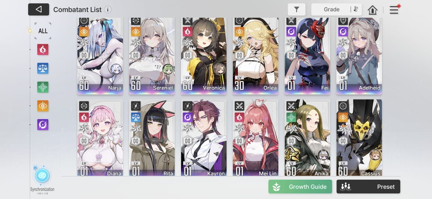 Conta Lvl 58+ Chaos Zero Nightmare - 3 Limitados & seus Parceiros - 16 SSR