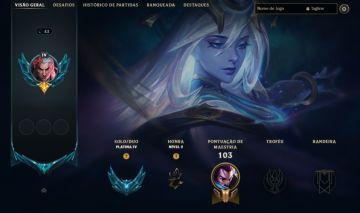 CONTA PLATINA 4 / 13 SKINS / LUX CÓSMICA / BROLAF / TRYNDAMERE LUA SANGRENTA