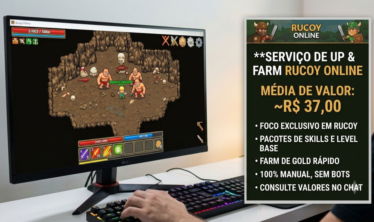 RUCOY ONLINE SERVIÇO DE UP DE SKILLS, LEVEL E FARM DE GOLD 100% MANUAL!