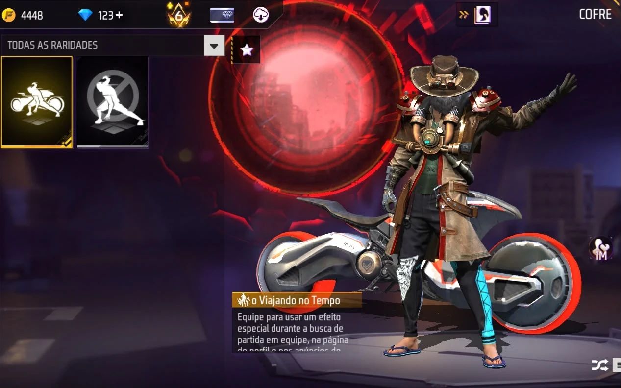 Conta Free Fire Rara Gemada com Steampunk, Angelical, Punho, Bandeirao, Barbinha