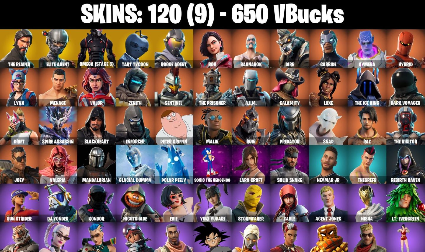 Conta Fortnite com The Reaper | Elite Agent | Omega (stage 5) e 120 Skins