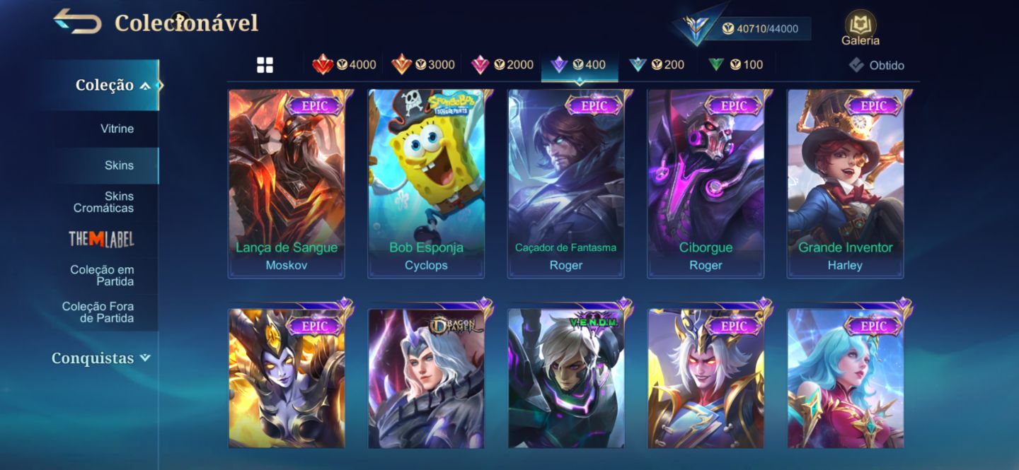 CONTA MOBILE LEGENDS | 198 SKINS | KARINA KOF | EX-IMORTAL 122 | TOP BR BELERIC