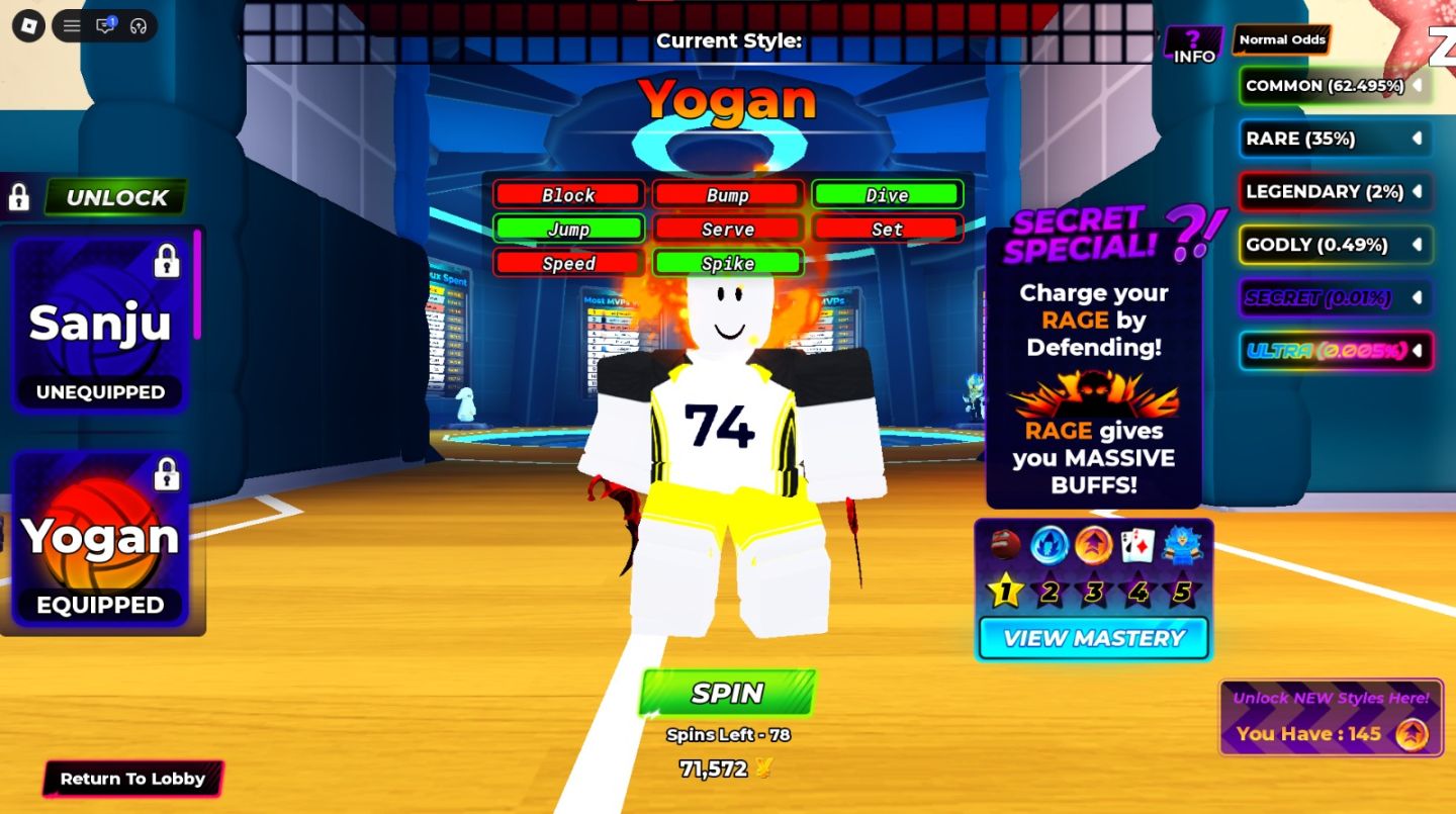 Conta de Voleyball Legends (VBL) com yogan, Senju e extra touch