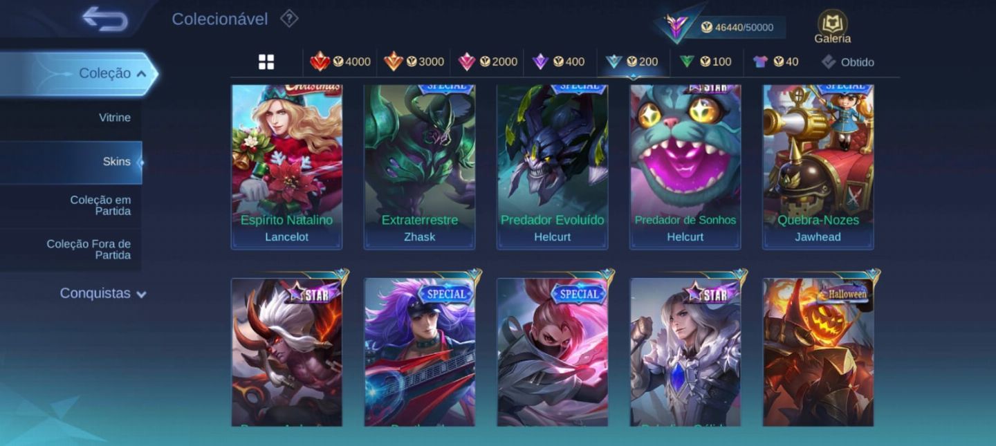 CONTA TODOS OS HEROIS E 200 SKINS