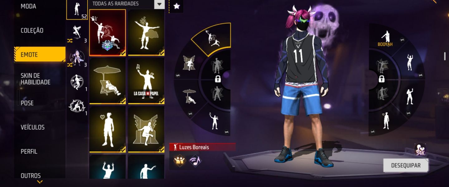 Conta de free fire com itens antigos, várias skins, contem vários passes.