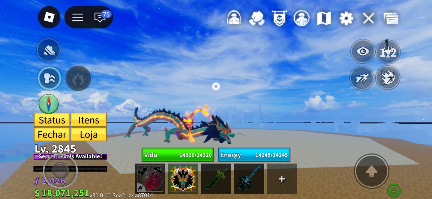 Blox Fruits LV MAX 2845 | Dragon, Kitsune e Tiger PERMANENTES + Dark Blade