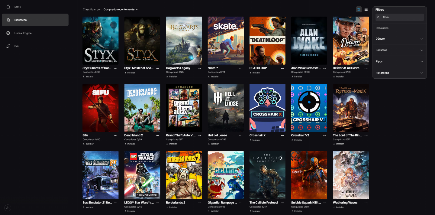 Conta Fortnite + Conta Epic com alguns jogos.