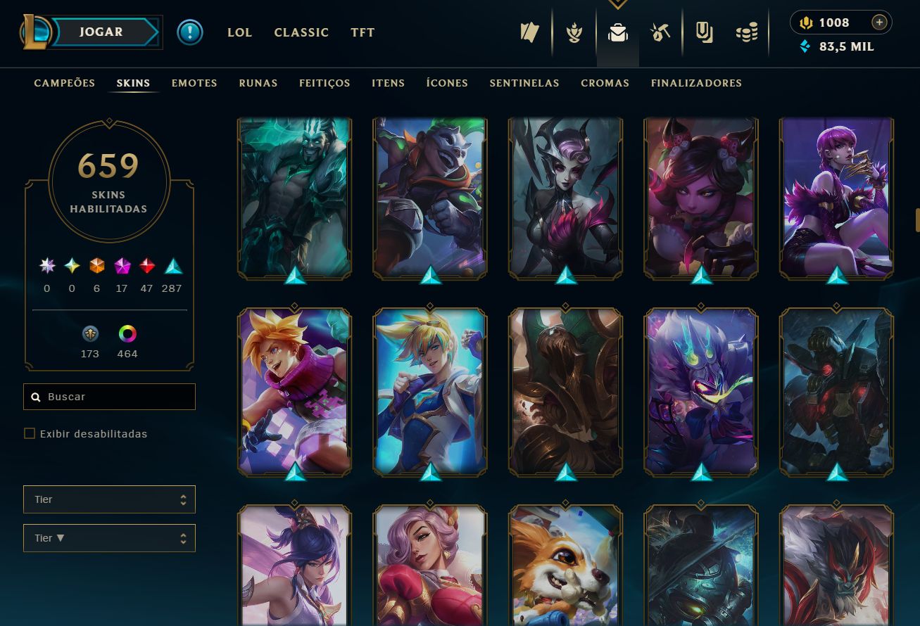 Lvl 767 | 659 skins | 1008 RP | Bordas e muitos mais