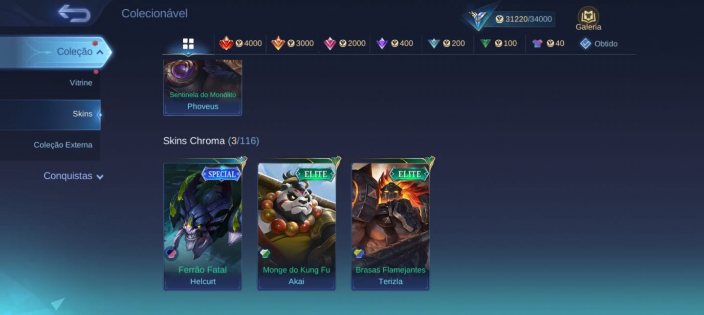 Conta NÍVEL COLECIONADOR MLBB - MOBILE LEGENDS