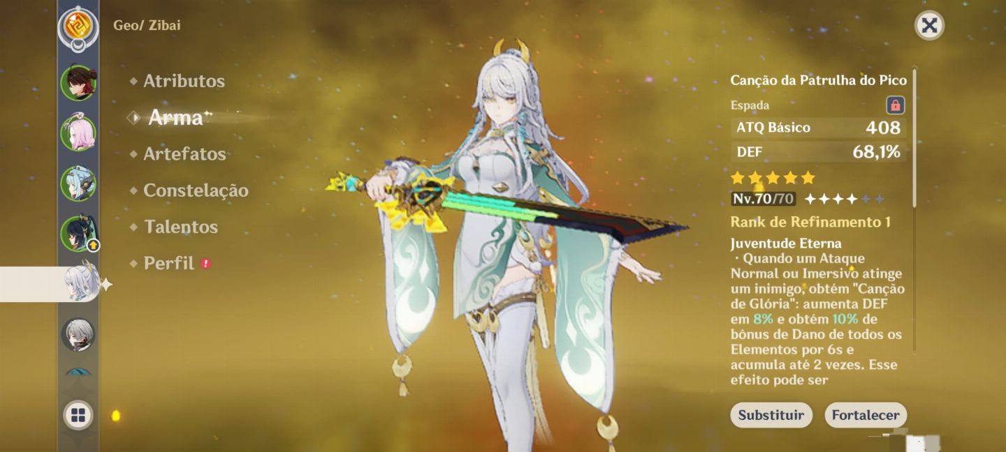 CONTA GENSHIN ZIBAI + INEFFA + XIANYUN + ASSINATURA DA XILONEN