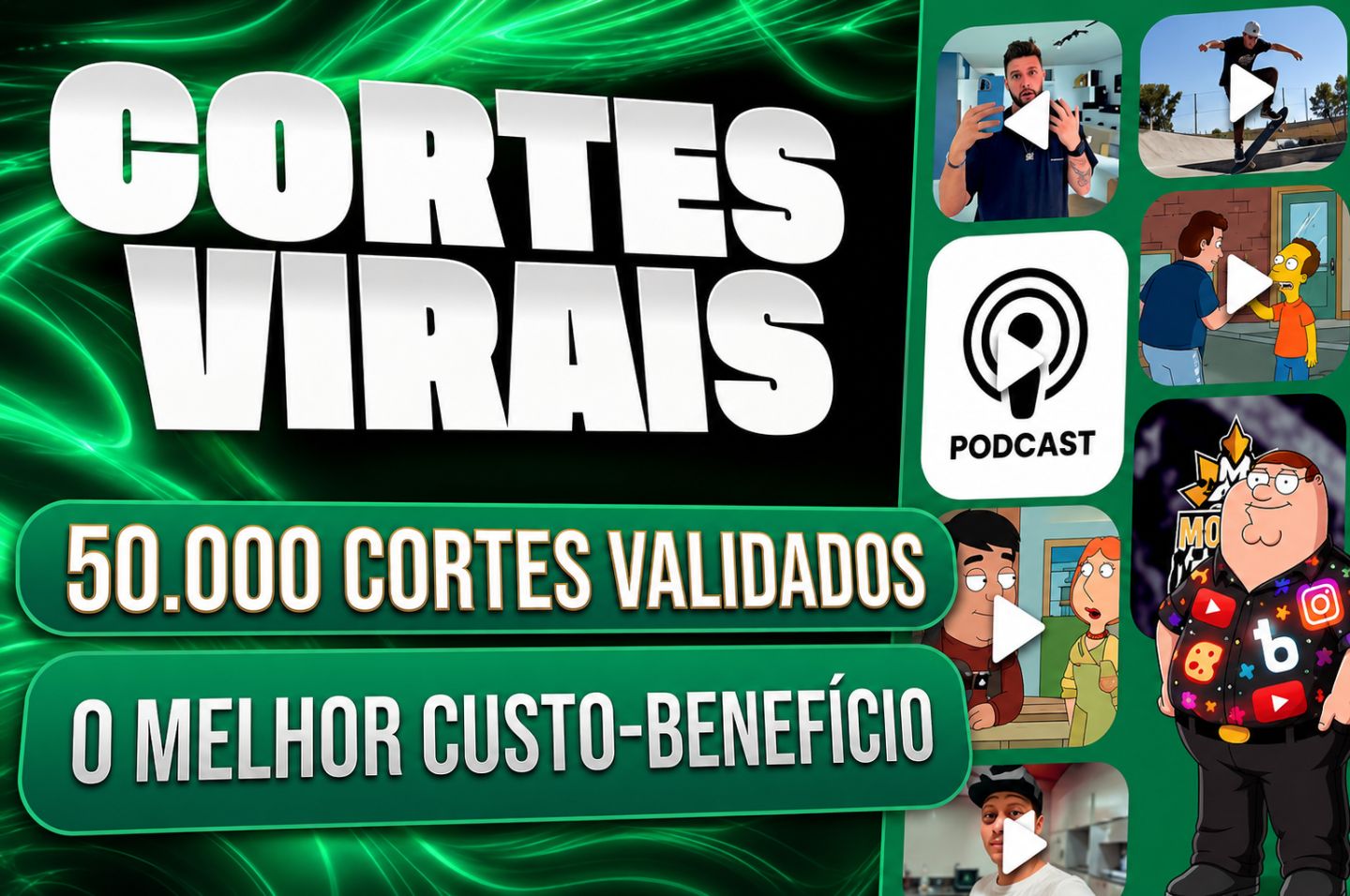 [Melhor preço do site] 50k Cortes virais VALIDADOS!! Promoção RELÂMPAGO!!