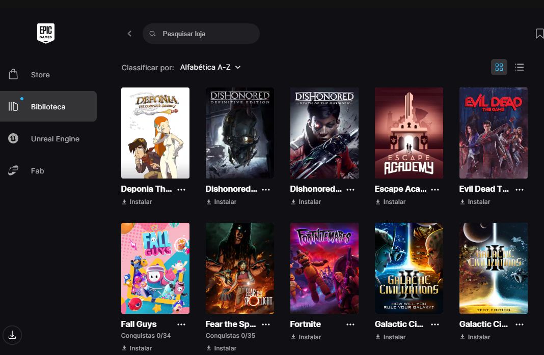 CONTA EPIC GAMES 68 jogos
