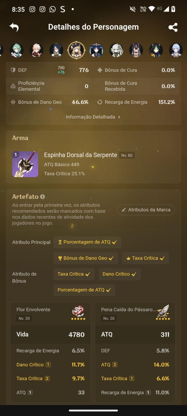 Conta Genshin AR 60 | Arlecchino, Furina e Neuvillette entre outros END GAME