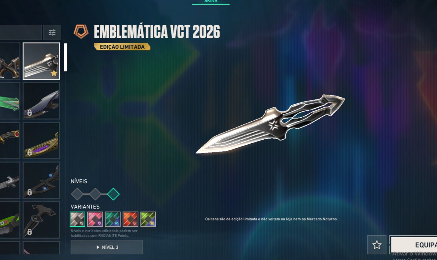Conta valorant com faca vct 2026