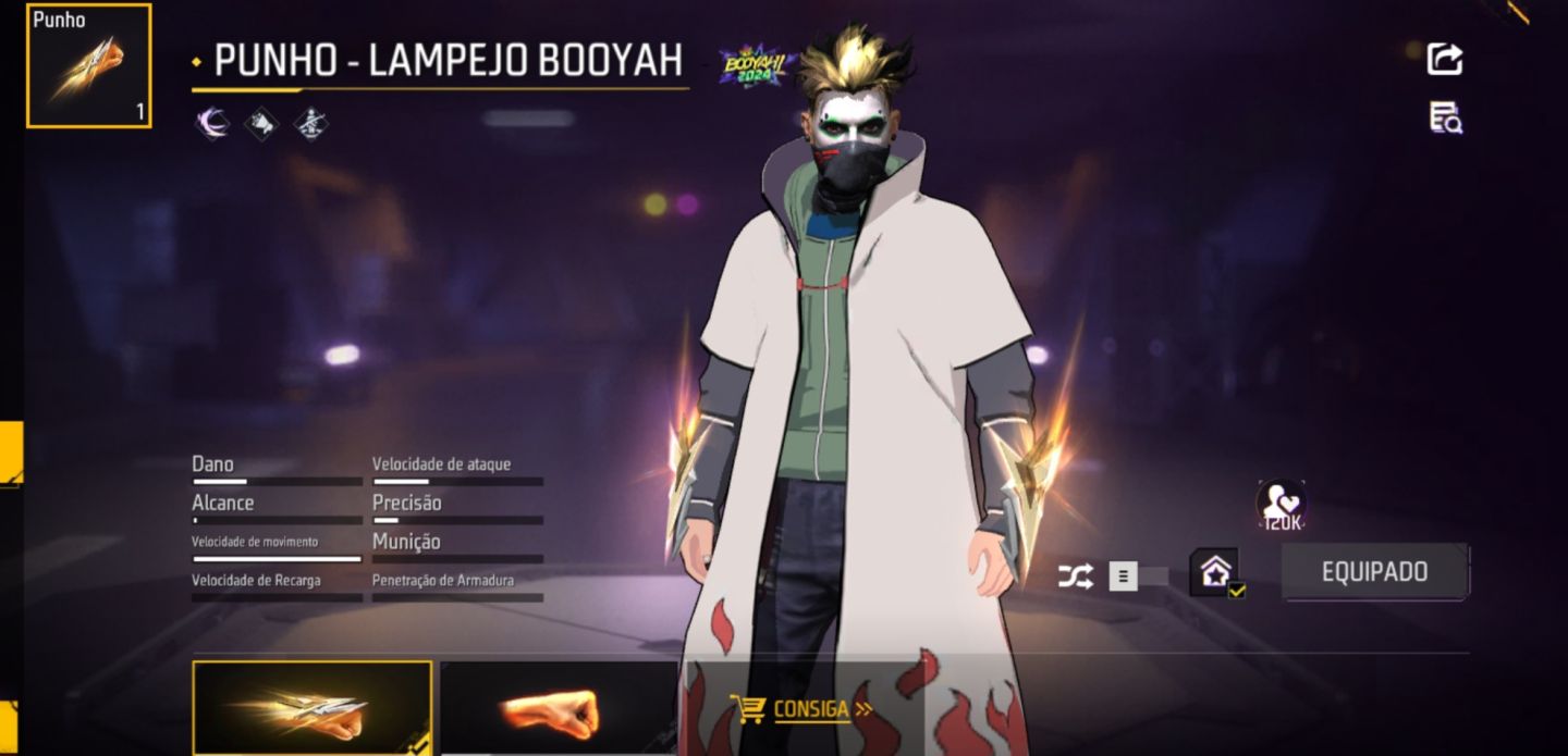 Vendendo conta com o passe booyah queimando tudo , punho lampejo booyah e minato
