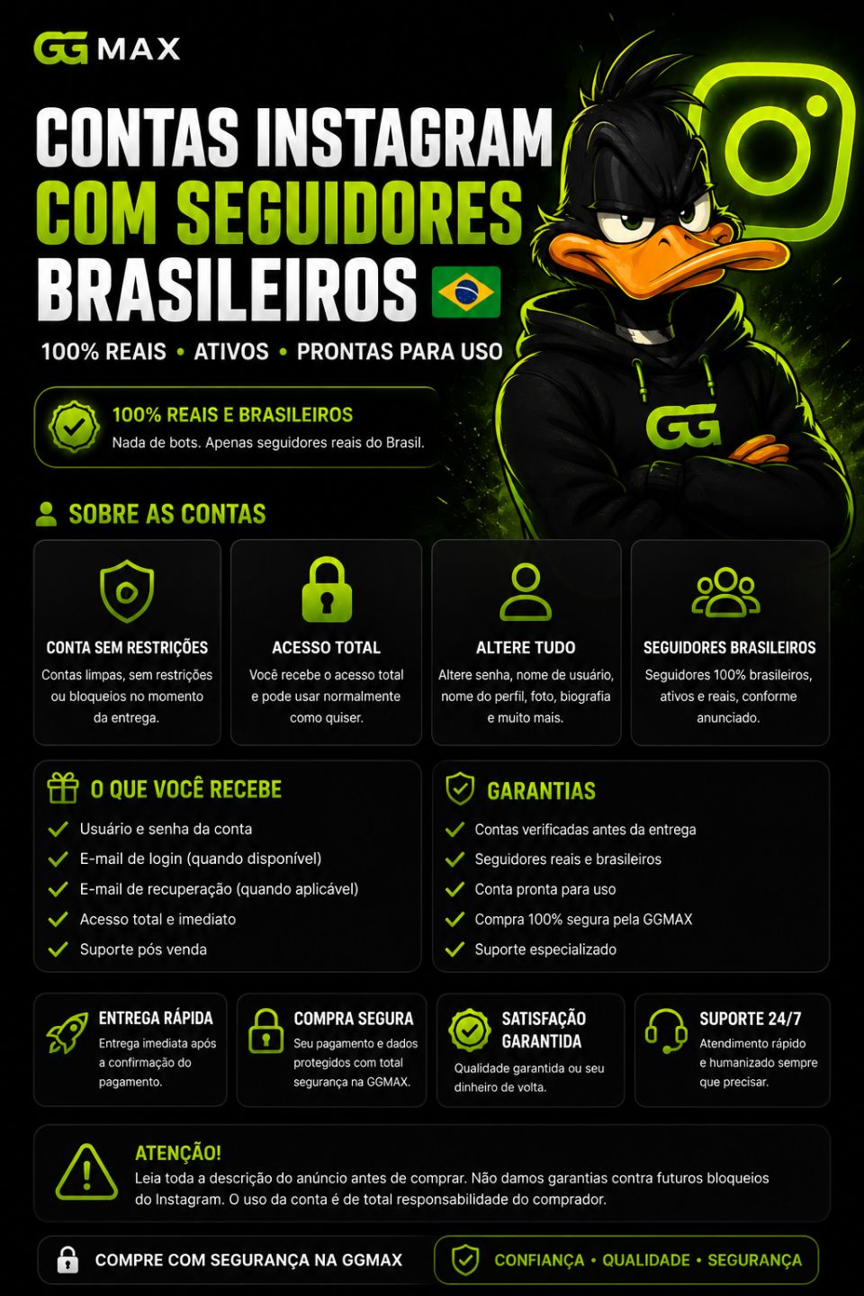 Contas Instagram com Seguidores Brasileiros | 100% Reais | Entrega Rápid