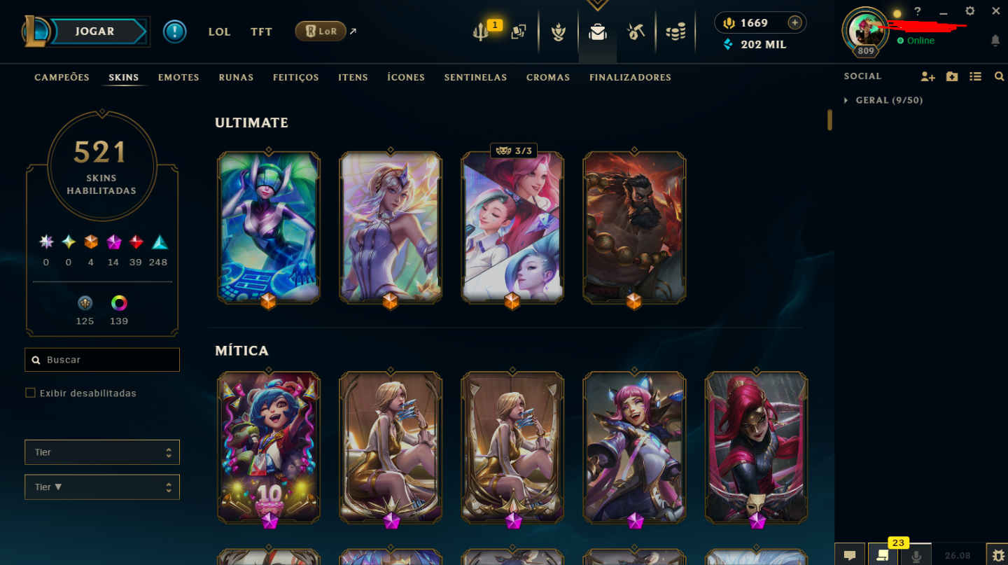CONTA LEAGUE OF LEGENDs/ 593 SKINS / CAMPEÃ PRIMEIRO CLASH