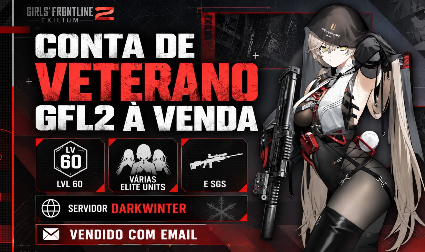 Conta de veterano GFL2, Servidor Darkwinter, Lvl 60, Várias elite units e SGs.