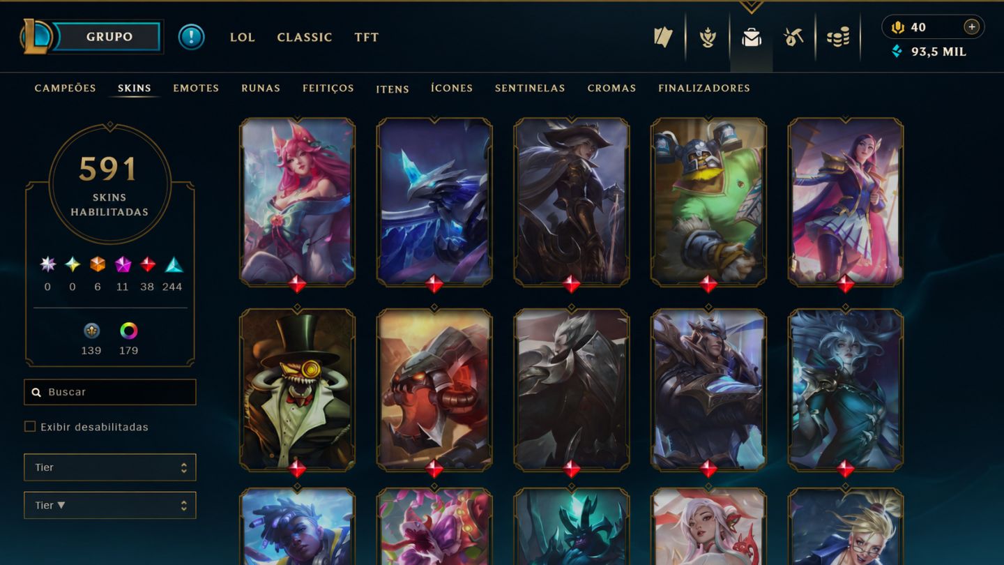 CONTA LOL BR | 591 SKINS | 6 ULTIMATE | 11 MÍTICAS | 38 LENDÁRIAS | 139 LEGADO