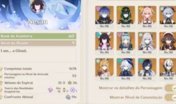 CONTA GENSHIN AR60 100% + ZZZ AR60 100% + AMBAS BUILD BOAS E PERSONAGENS META
