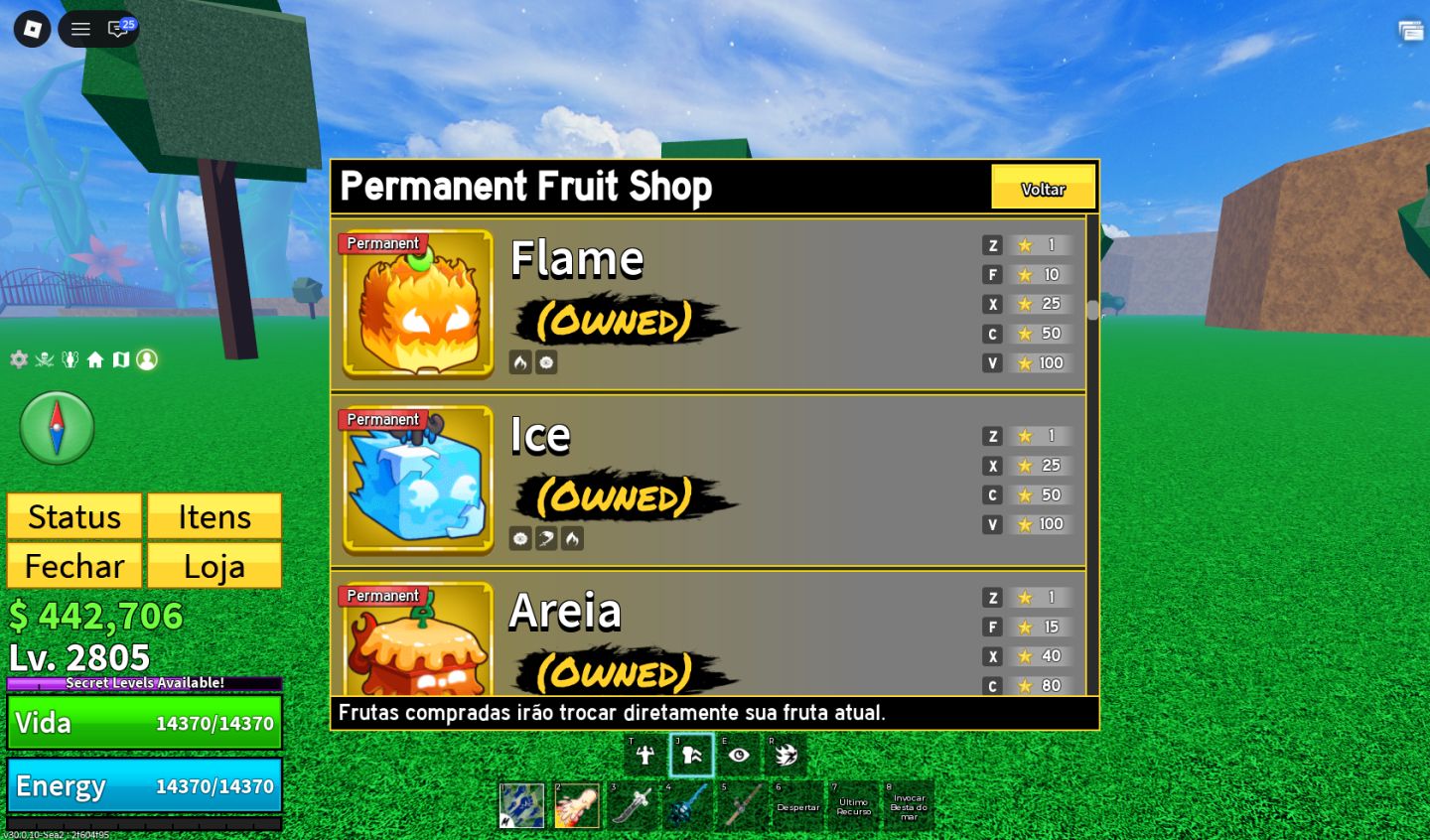 CONTA DE BLOX FRUITS COM FRUTAS PERM