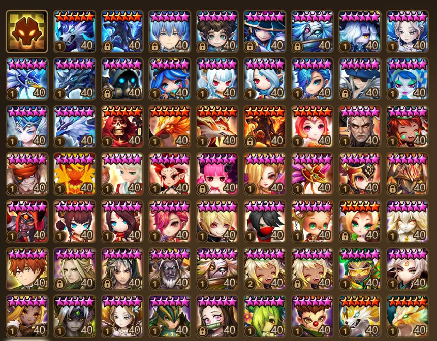 Conta Summoners War, Global, 2 LDs Belzebu e Hanwul (pintor de luz), +56 nat 5