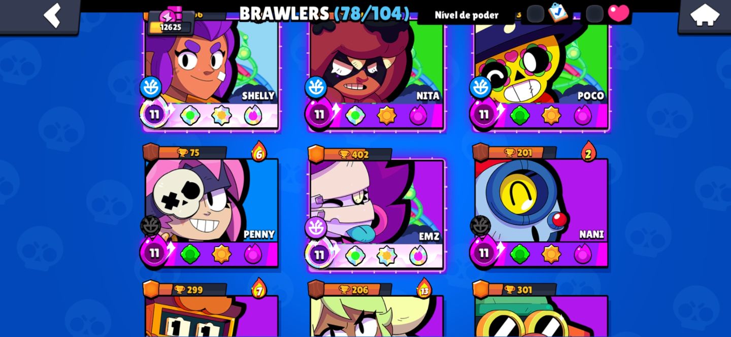 Conta de brawl 12 k de trofeus e 78 brawlers 17 hiper