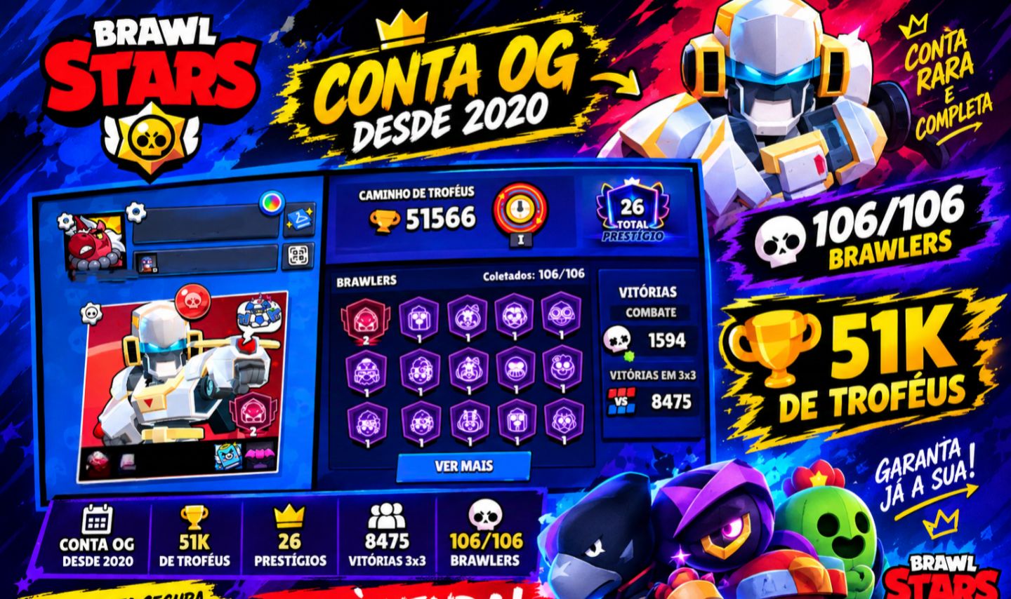 Conta brawl 2020, rara!! 52k de troféus!!!!