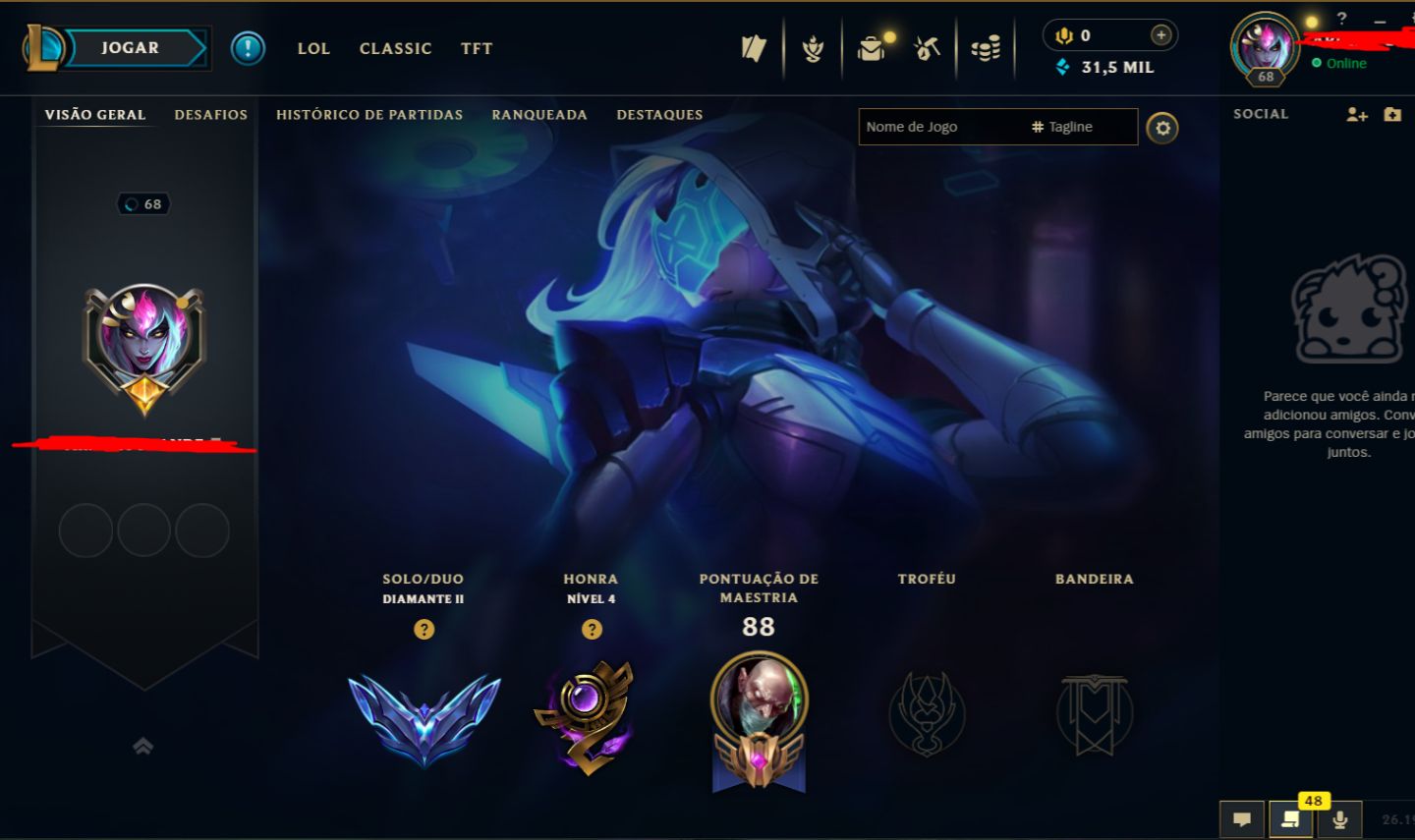 CONTA DIAMANTE 2 BOAS SKINS, TROCA DE NICK DISPONÍVEL, 30K EA, ANTI-BAN