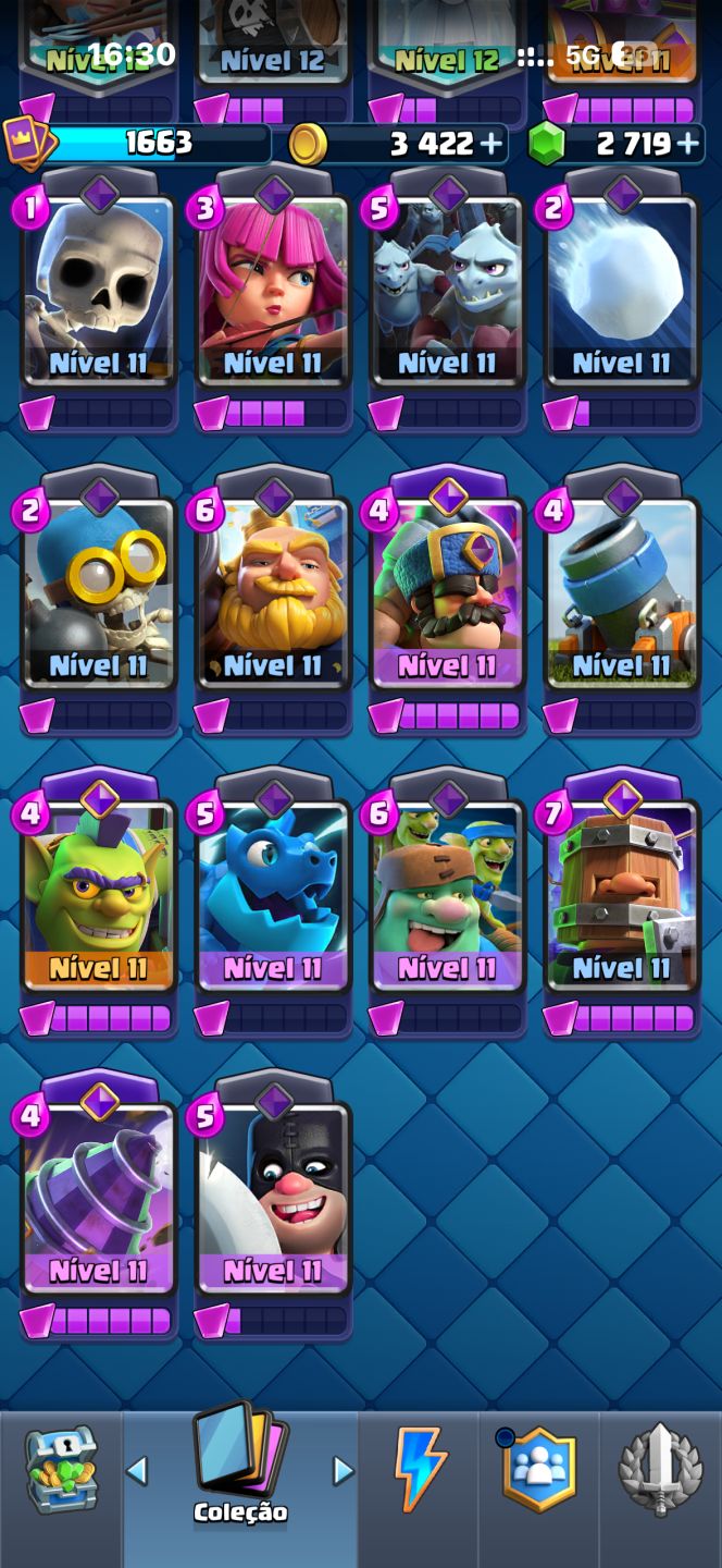 Conta Clash royale 13.5k trofeus com varias cartas lvl 16