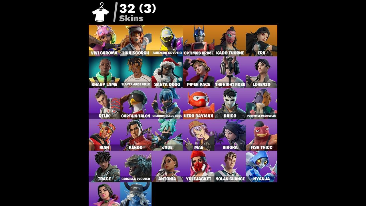 Conta FORTNITE 32 SKINS/Capitão Galinha/Lorenzo/Vivi Chroma/Daigo