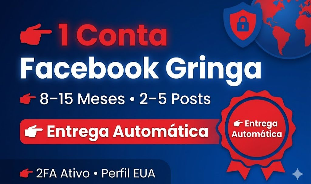 1x Conta Facebook Gringa | 8-15M | 2-5 Posts | 2FA Ativo | Entrega Auto