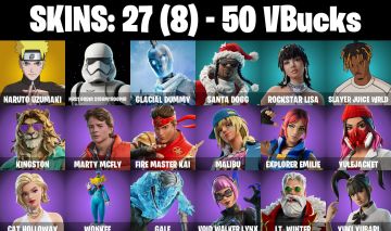27 Skins NARUTO UZUMAKI | SANTA DOGG | GLACIAL DUMMY | 50 VB