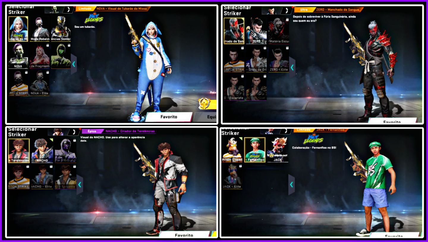 Conta Blood, Bastão, Chinelo, Skins de armas Eterna e Ultra, Skins de Strikers +