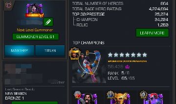 CONTA MARVEL TORNEIO DE CAMPEÕES END GAME LENDA 2R5 - MTC/MCOC [20% DE DESCONTO]