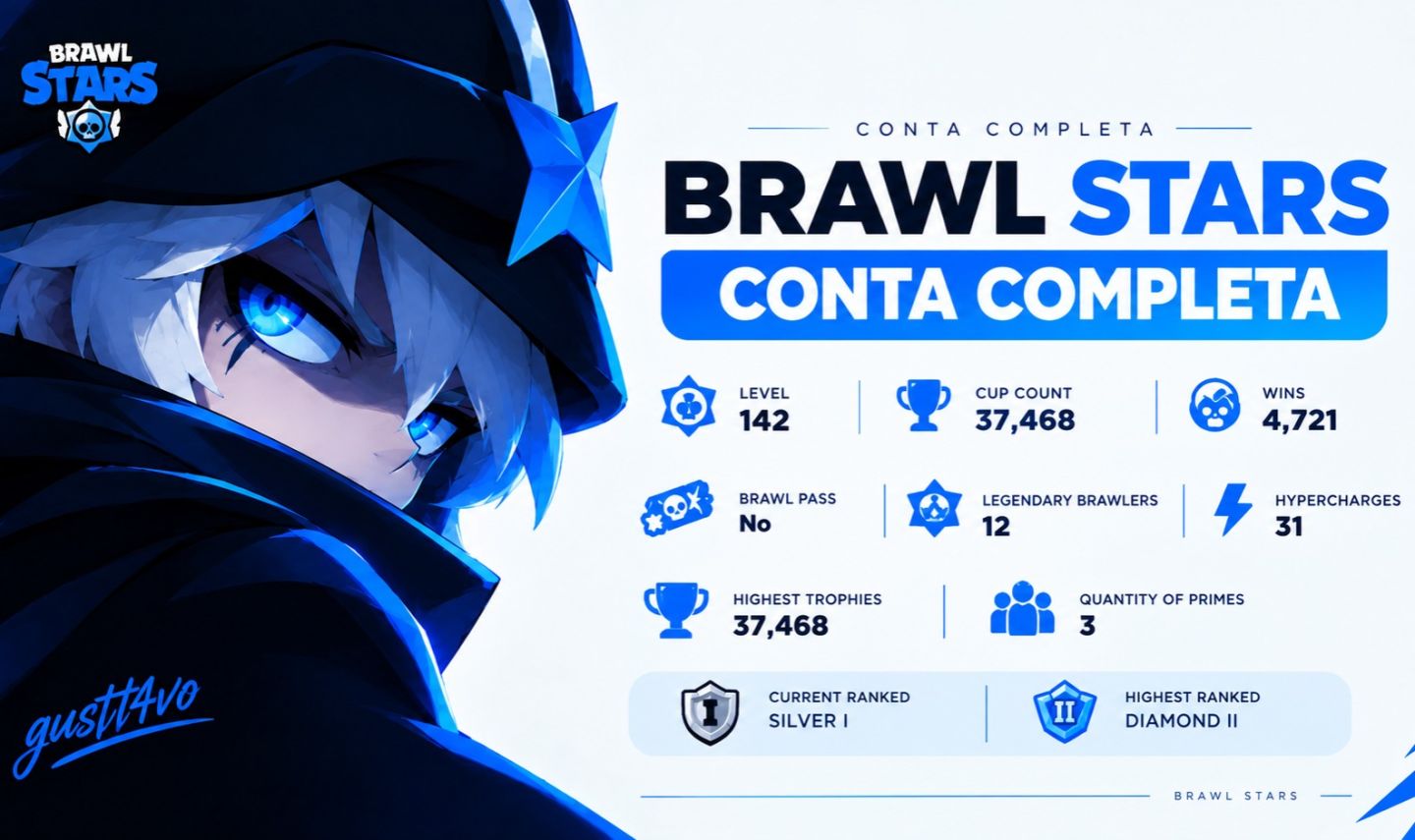 Brawl Stars 37K | 96 Brawlers | 12 Lendários | 31 Hipercargas | 2 Prestígios