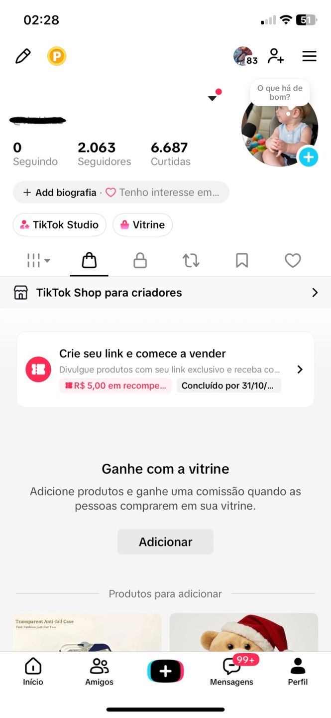 CONTA TIKTOK SHOP + LIVE STUDIO PC / +2K DE SEGUIDORES