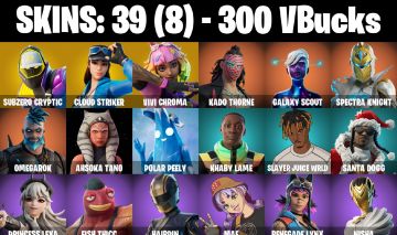 CONTA FORTNITE COM 39 SKINS VIVI CHROMA/KADO/THORNE/GALAXY/SLAYER JUICE/FISH THI