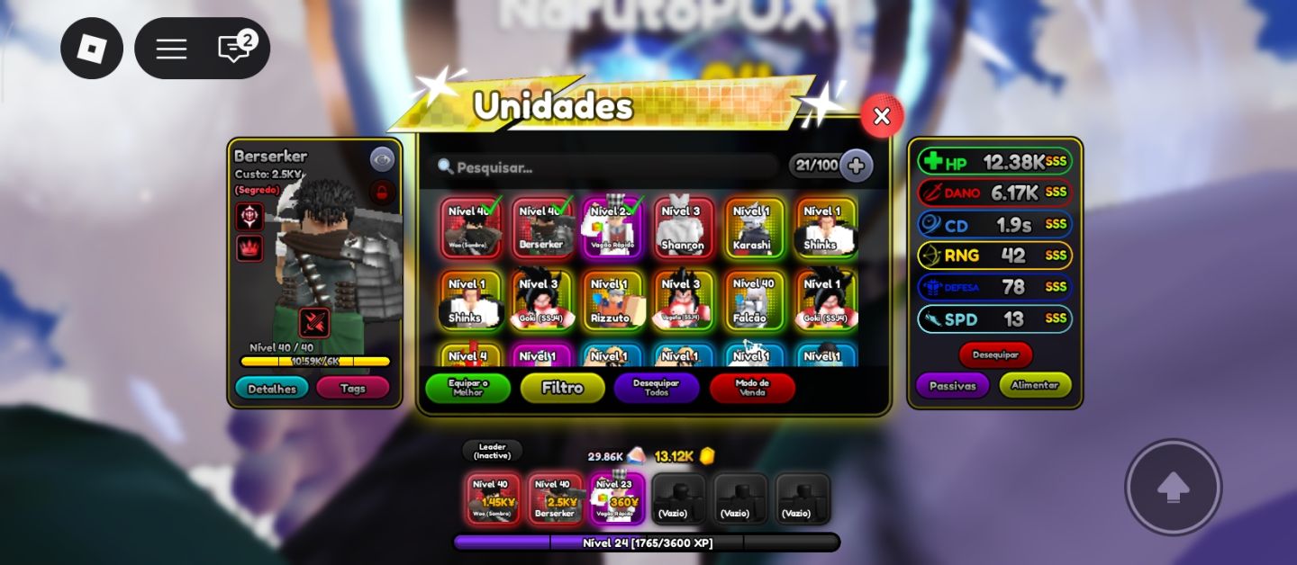 CONTA COM 70 ROBUX UPADA EM DIVERSOS PRINCIPALMENTE NO ANIME SQUADRON