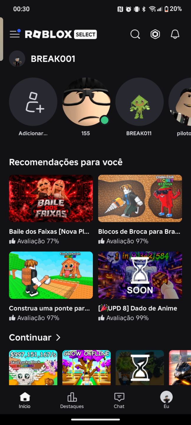 Conta de roblox meio gemada