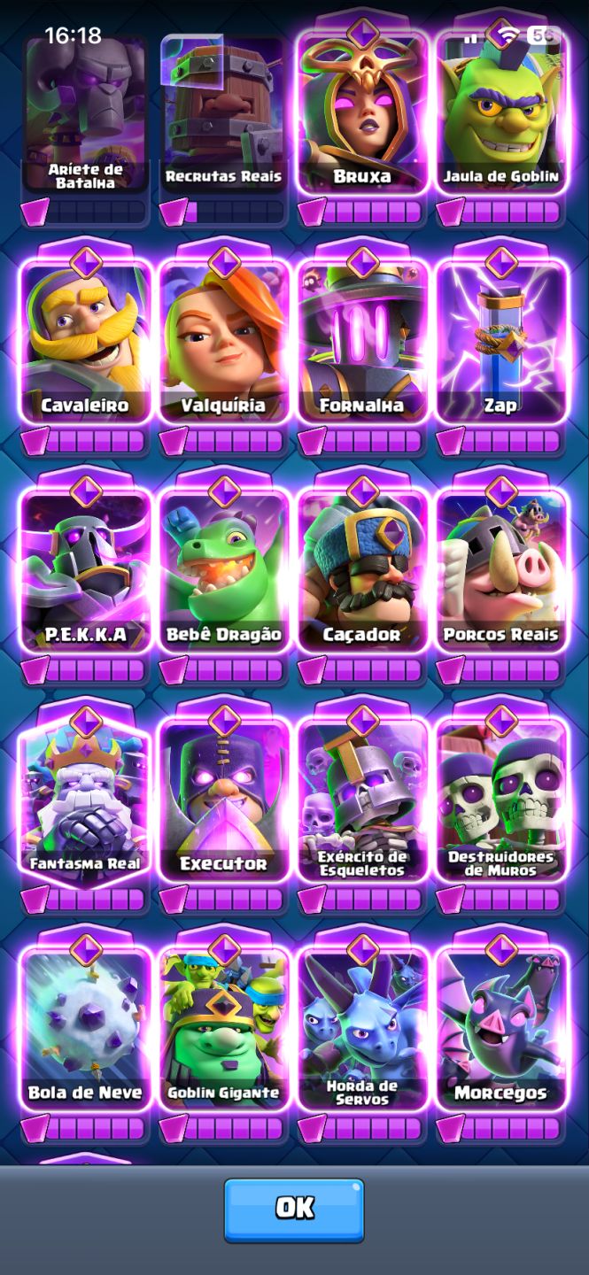 Conta Clash Royale 14K | Rei 73 | Deck Lv.16 | 5K Gemas | 997K Ouro | R$150