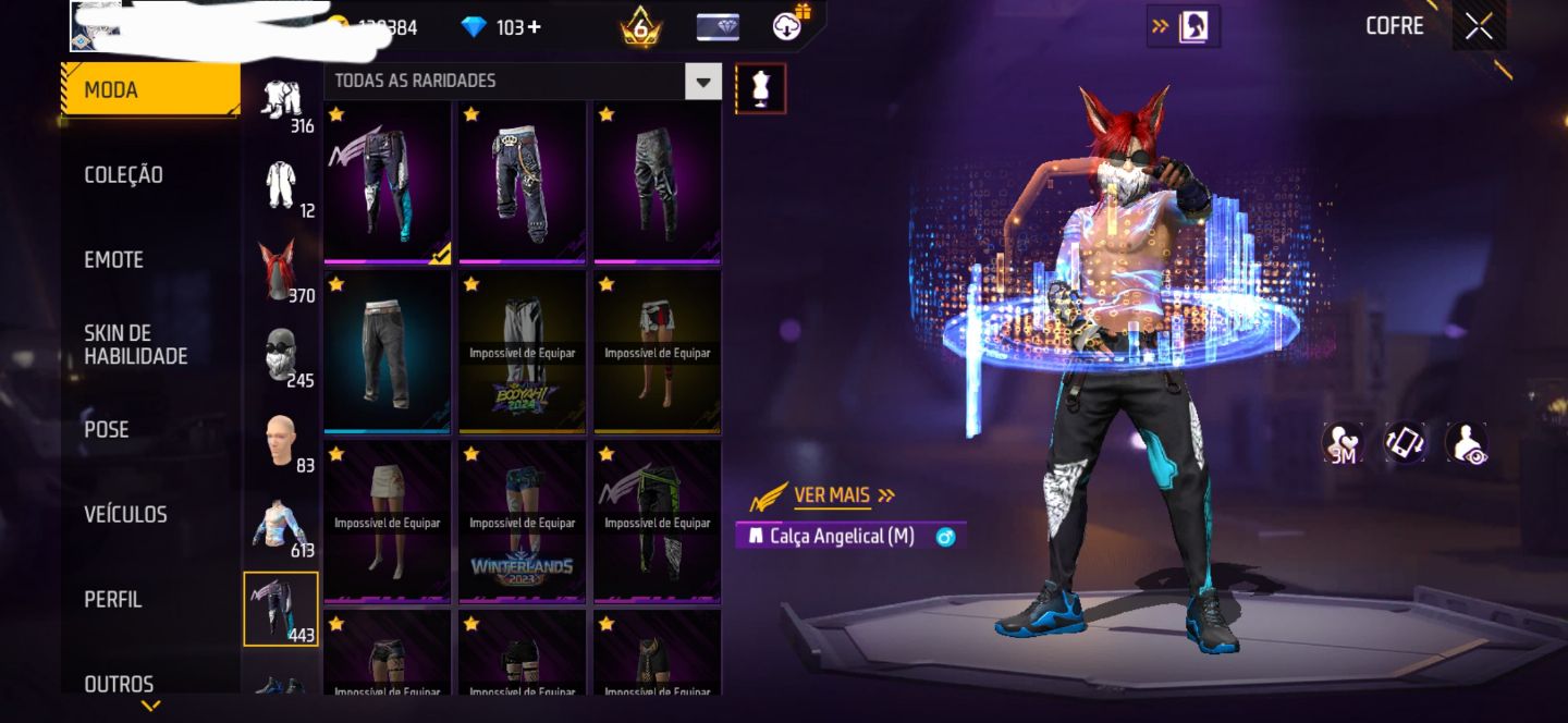 Conta de free fire com Angelical azul, duas evolutiva e punho um soco só Saitama