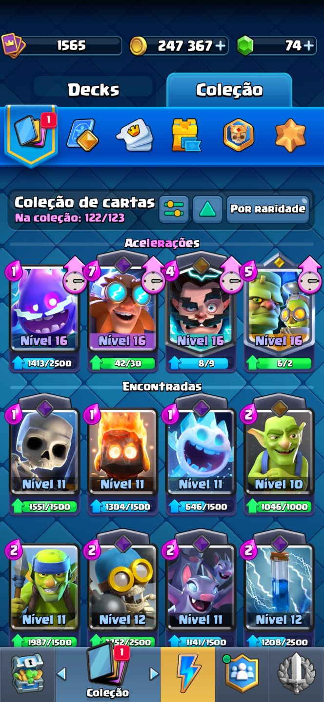 CONTA DE CLASH ROYALE 14K DE TROFEUS 122/123 CARTAS