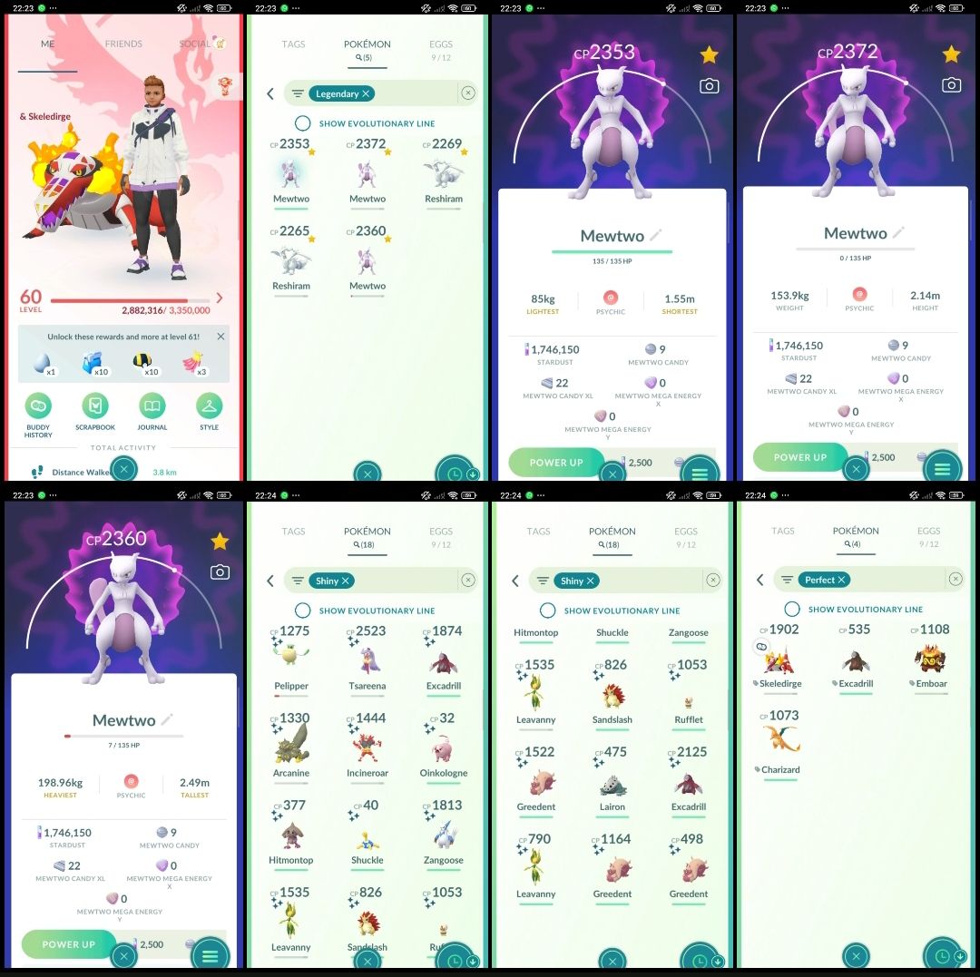 LVL 60 | 18 SHINY | 3 Mewtwo | 1.7M STARDUST | F104